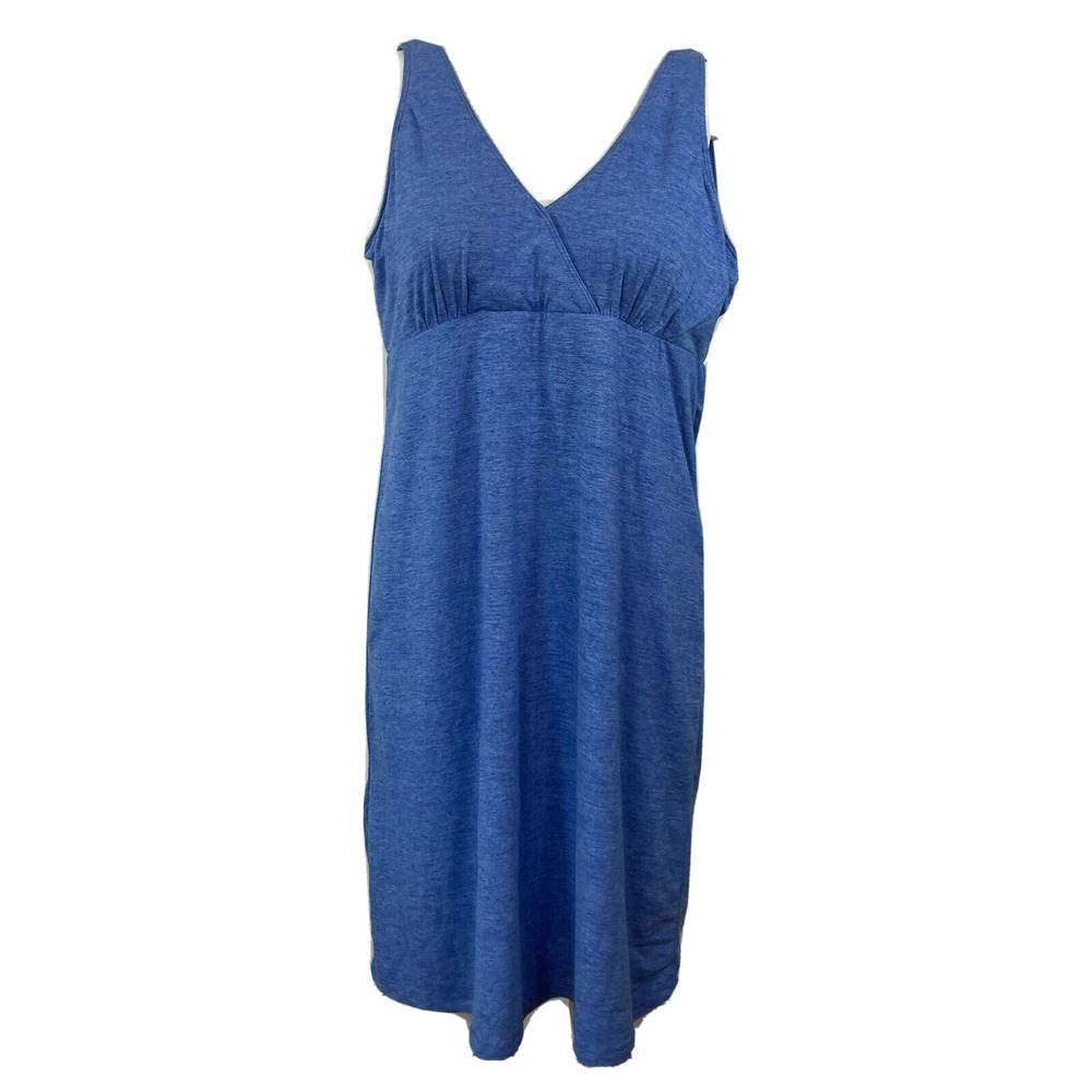 Kyodan Dress Womens Sz M Blue Jersey Knit Stretch V Neck‎ Casual Sundress